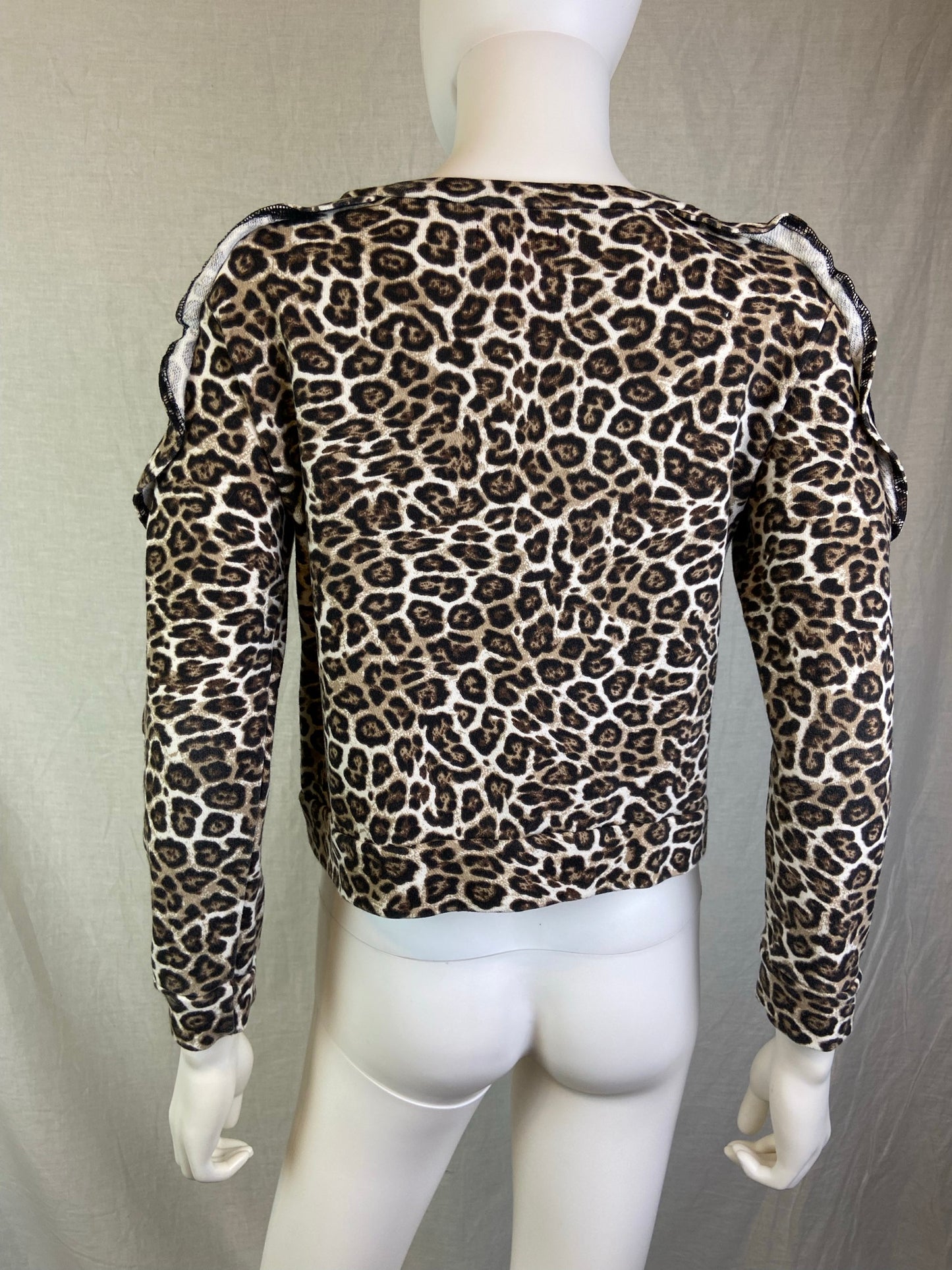 Tinsey Brown Tan Black Cheetah Lace Sweatshirt Top ABBY ESSIE STUDIOS