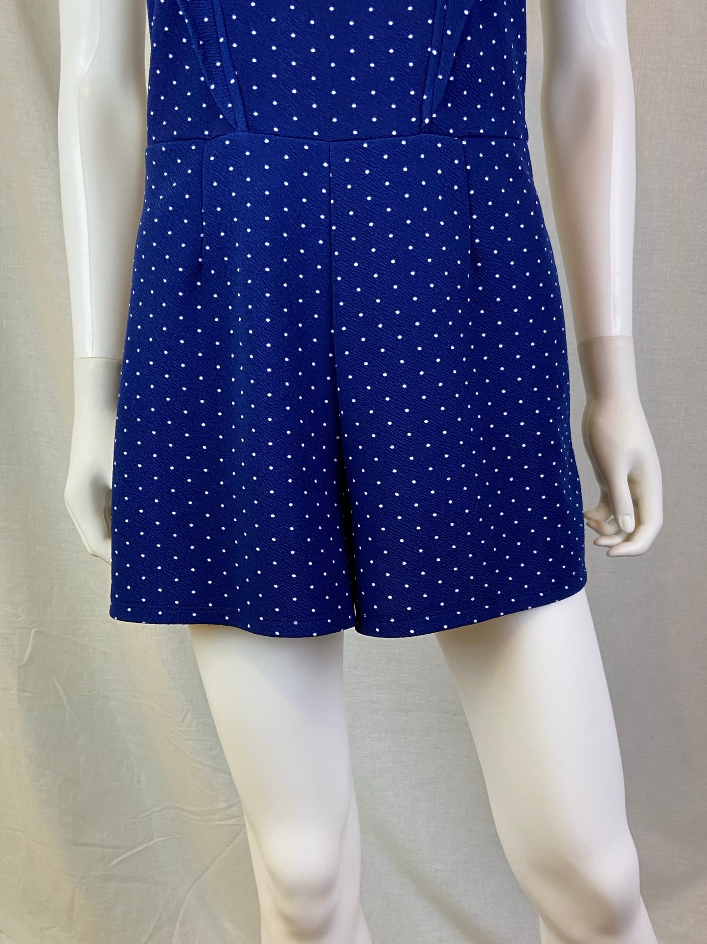 Derek Heart Retro Blue Polka Dot Shorts Romper