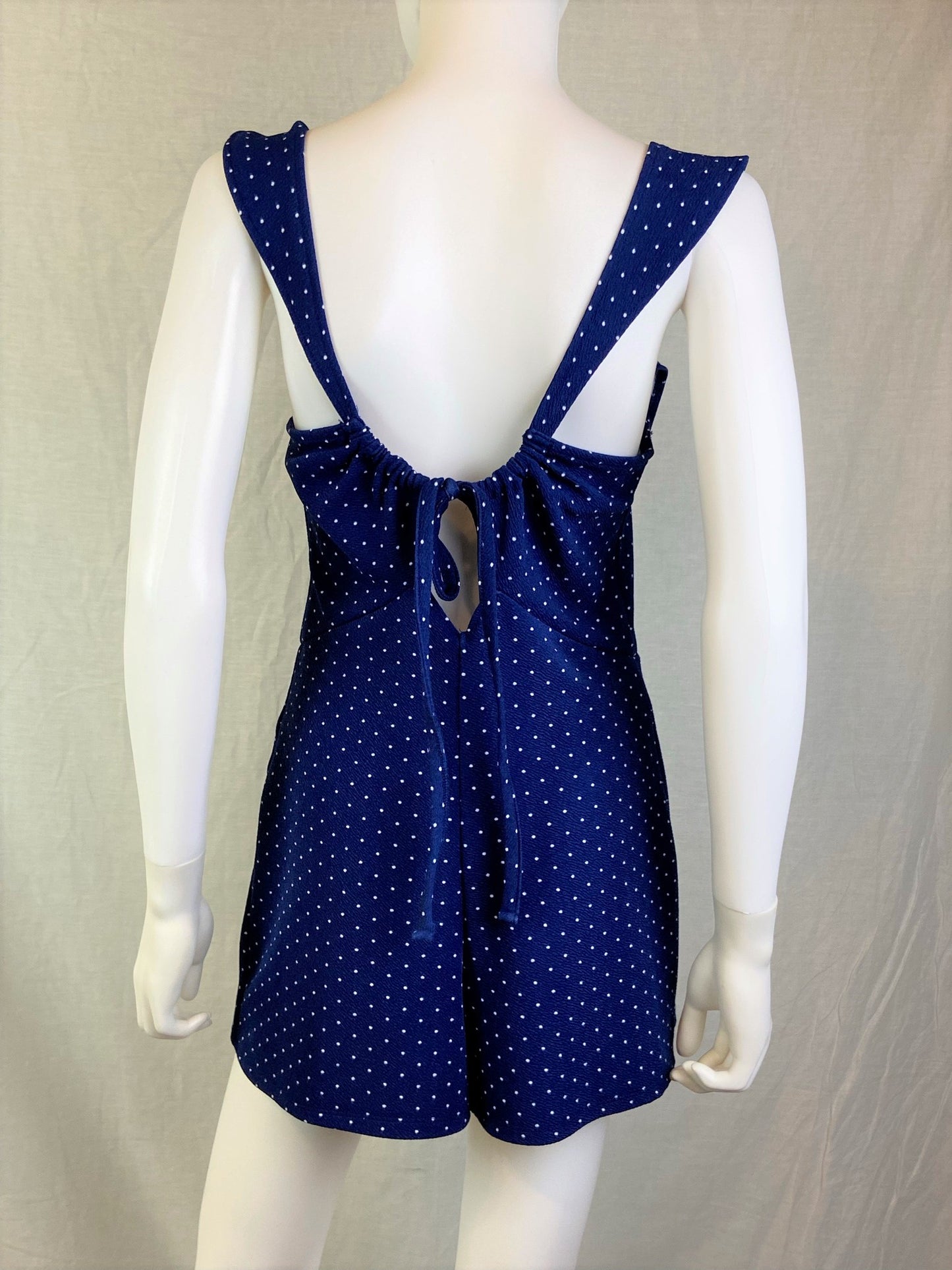 Derek Heart Retro Blue Polka Dot Shorts Romper