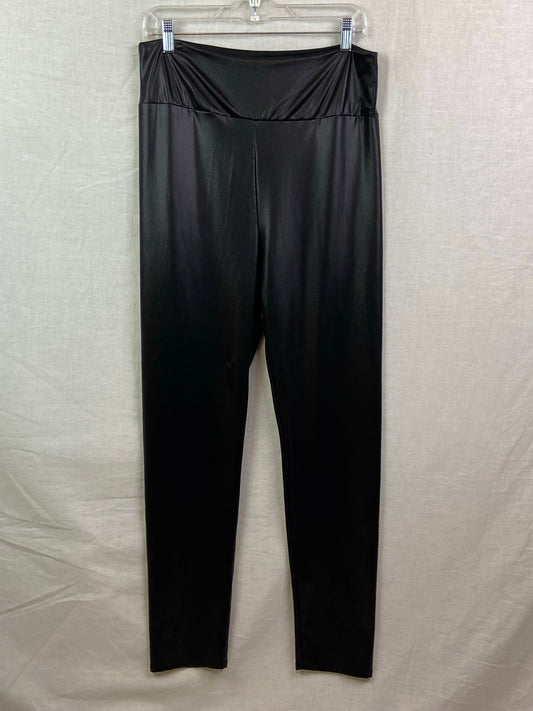 Sakkas Black Faux Leather Stretch Pants Leggings ABBY ESSIE STUDIOS