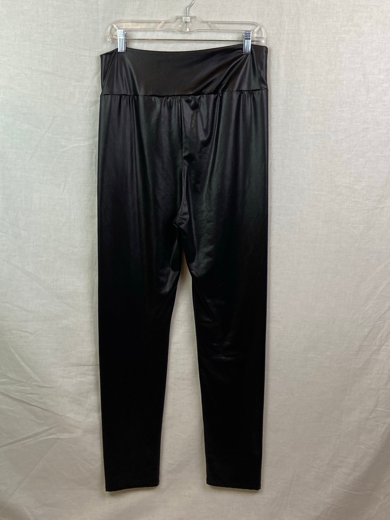 Sakkas Black Faux Leather Stretch Pants Leggings ABBY ESSIE STUDIOS