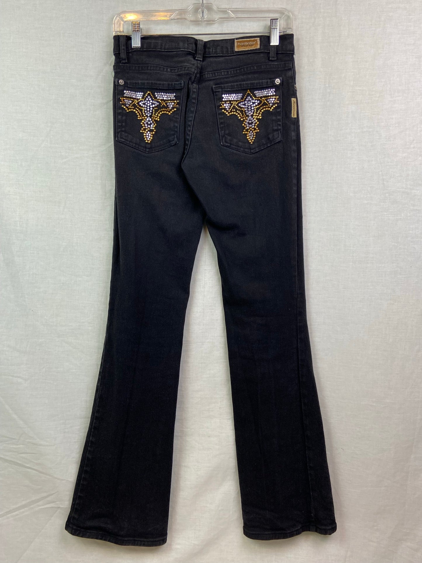 Vtg Hammer Black Gold Rhinestone Denim Jeans
