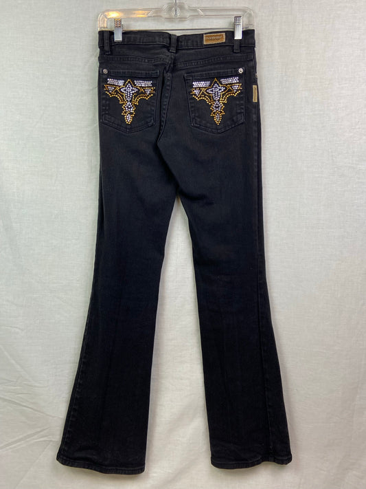 Vtg Hammer Black Gold Rhinestone Denim Jeans ABBY ESSIE STUDIOS