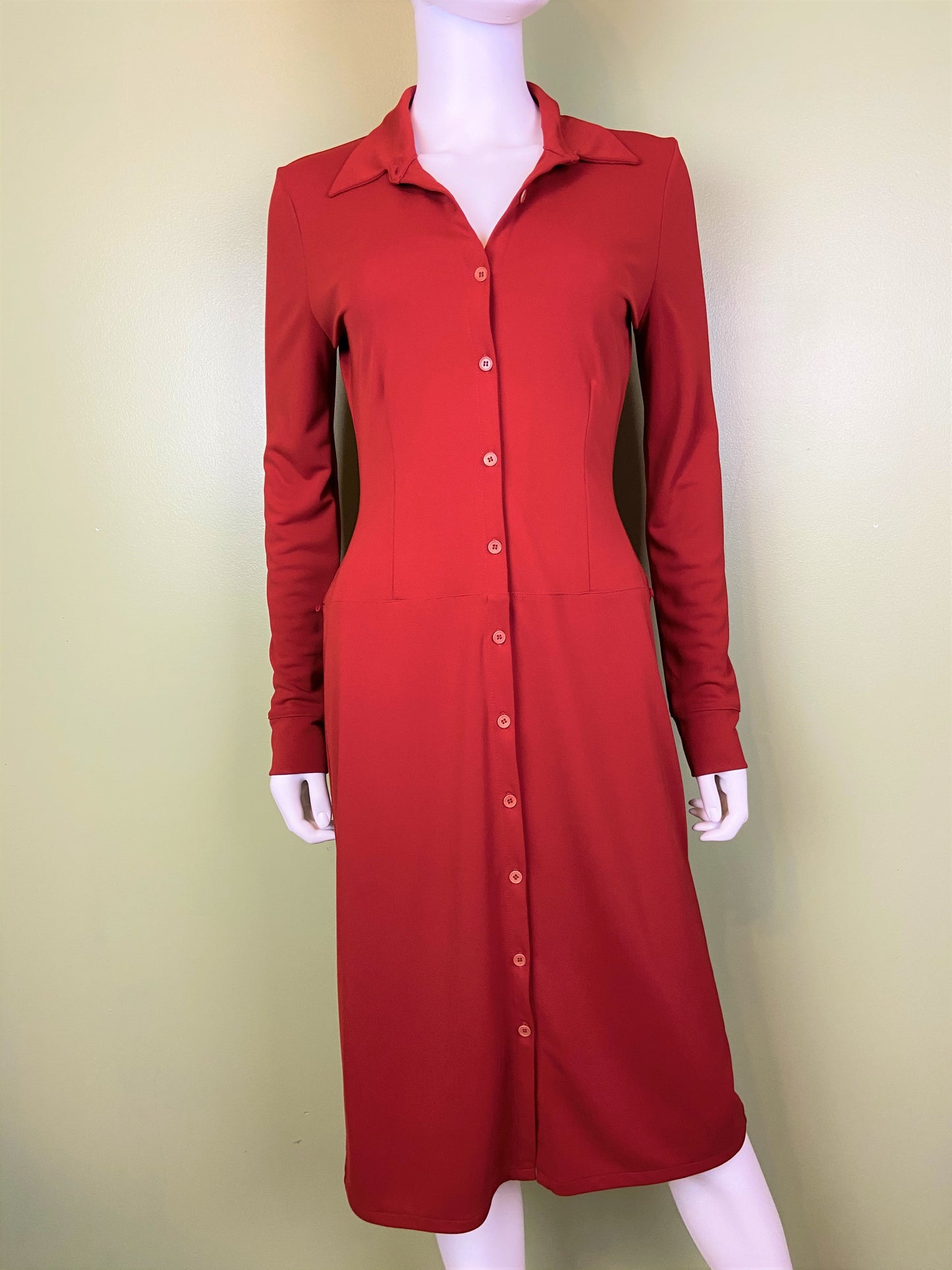 Kenneth Cole Red Button Down Shirt Dress