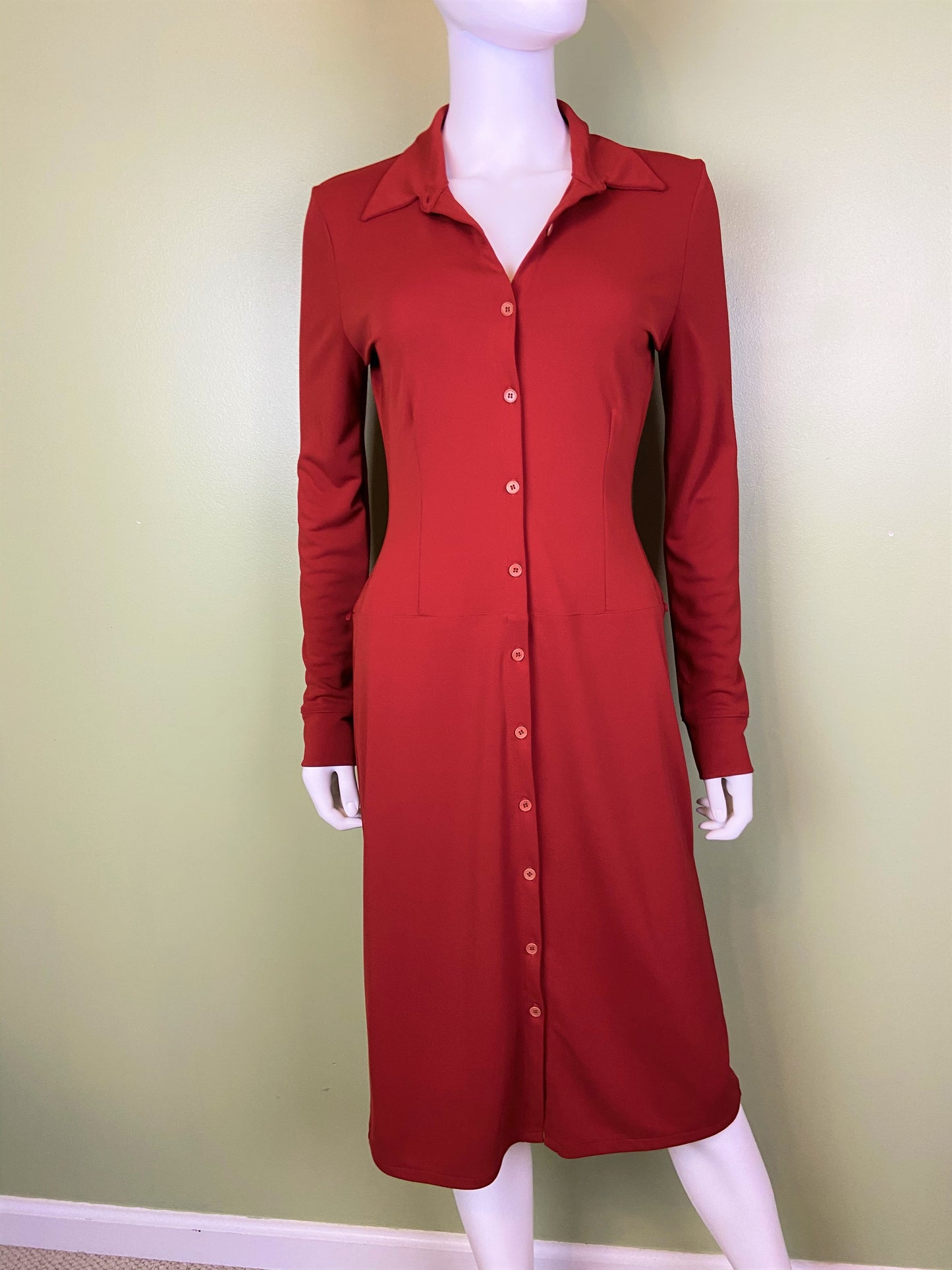 Kenneth Cole Red Button Down Shirt Dress