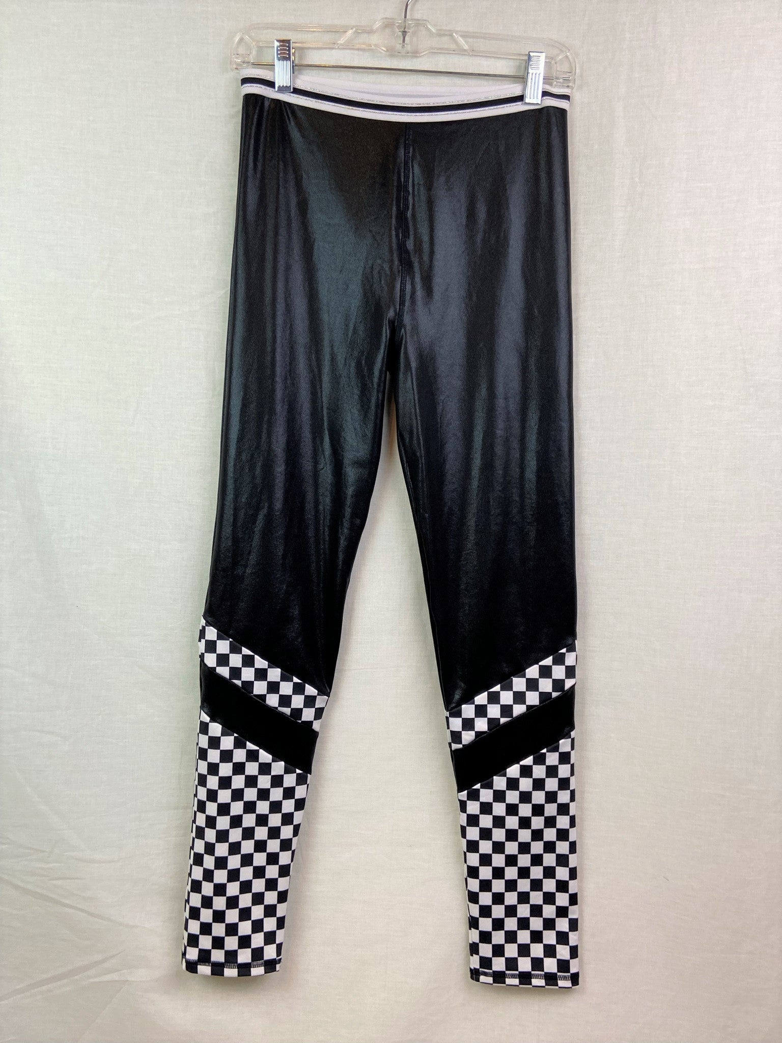 More than Magic Black Shimmer Checkerboard Stretch Leggings ABBY ESSIE STUDIOS