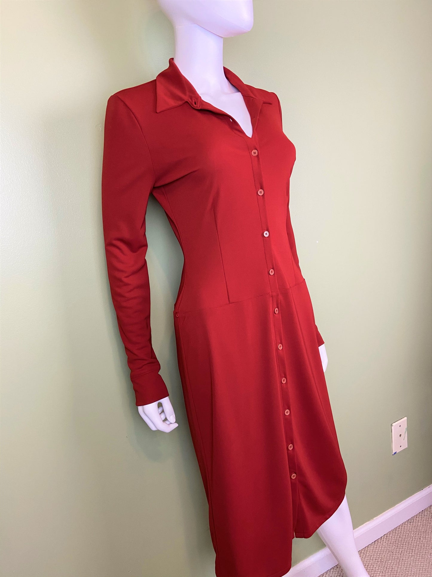 Kenneth Cole Red Button Down Shirt Dress
