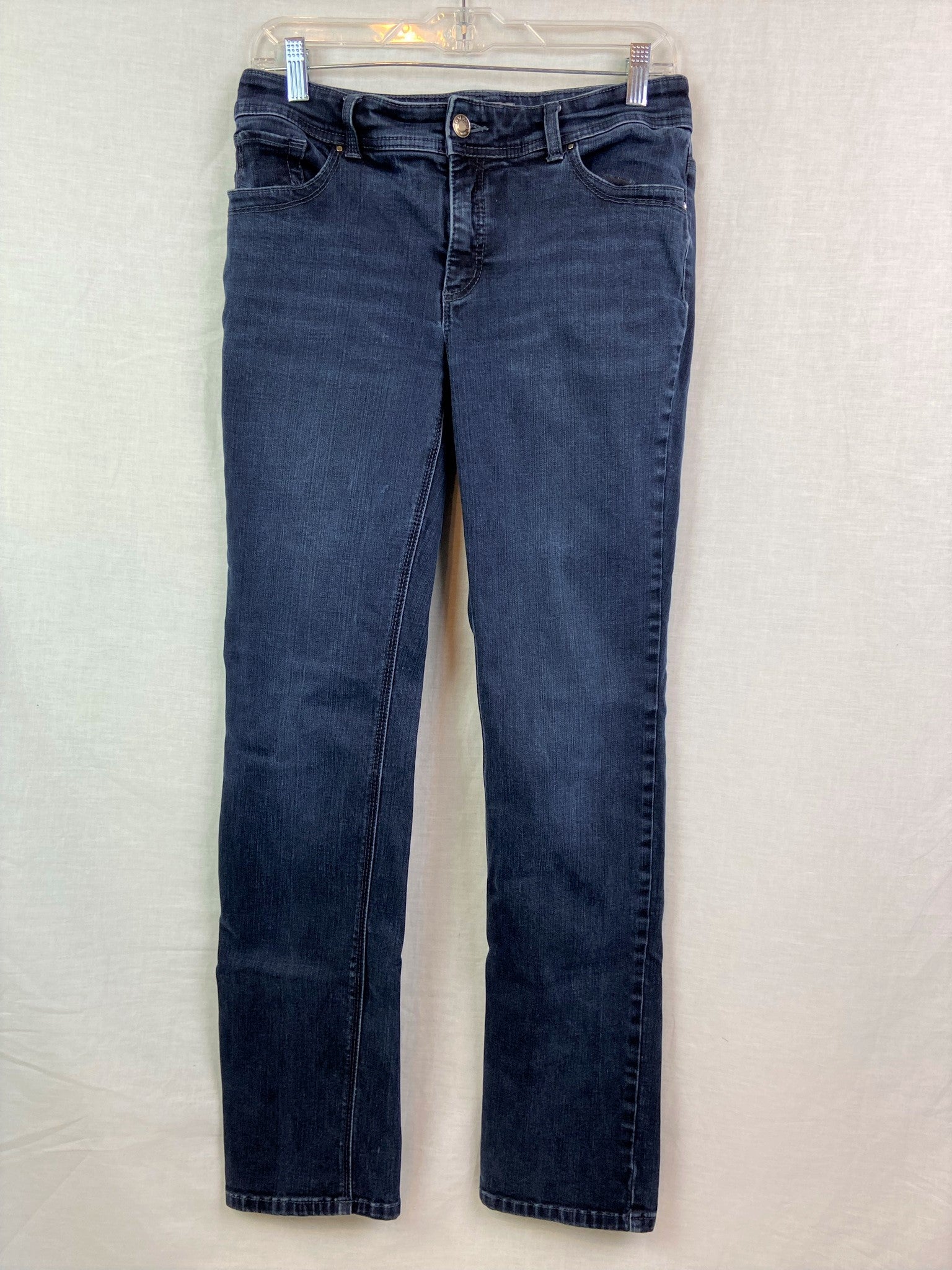 Chicos Distressed Dark Blue Denim Jeans ABBY ESSIE STUDIOS