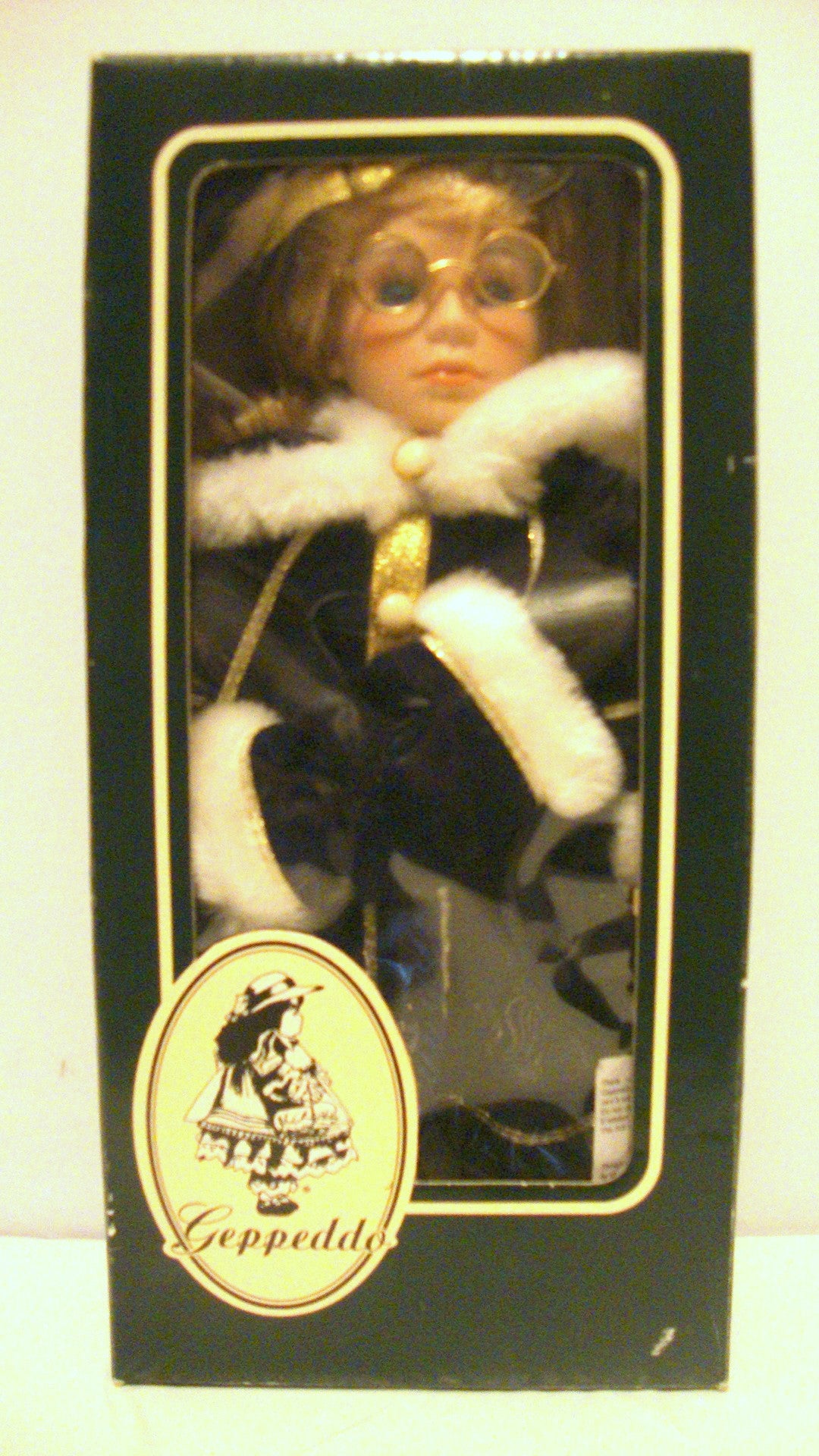 VINTAGE NIB GEPPEDDO DOLL BEAUTIFUL VICTORIAN BLONDE W/ GLASSES AND WINTER COAT Abby Essie