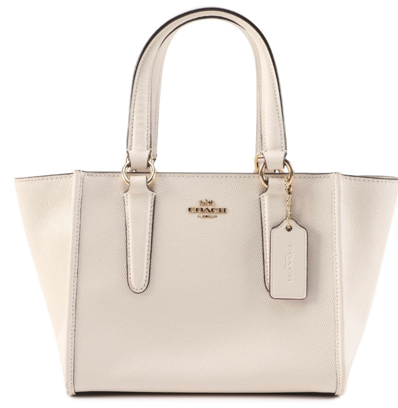 COACH Beige Eggshell White Leather Mini TOTE