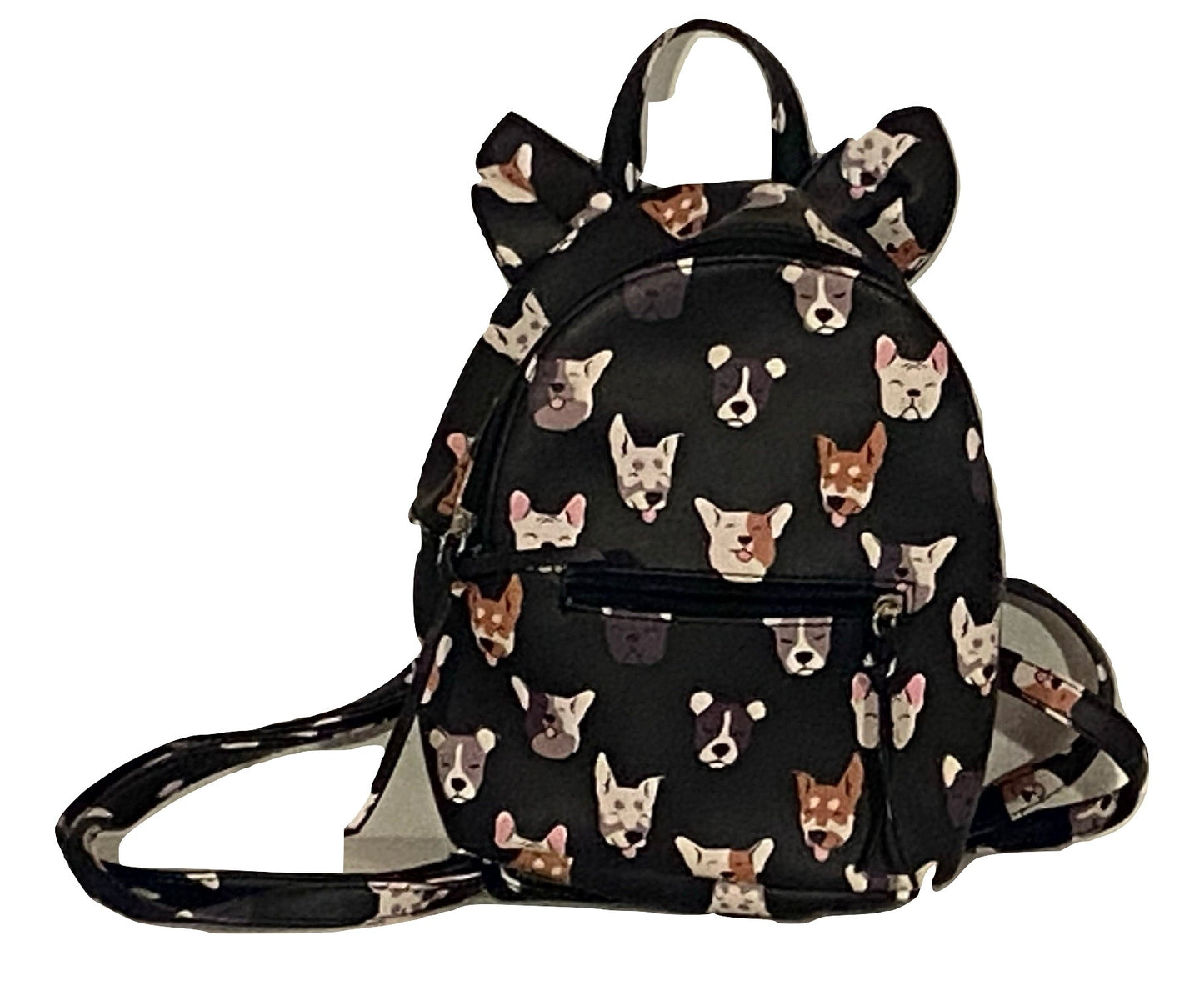 Black Dog Themed Mini Backpack Crossbody Bag