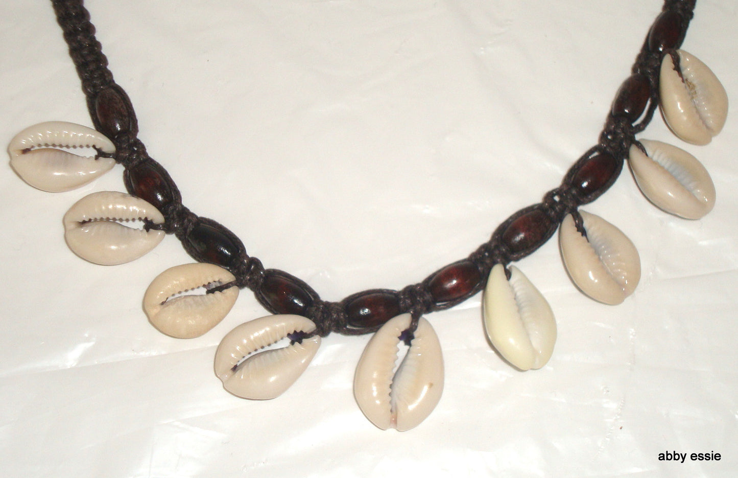 COWRY SHELL & BLACK LEATHER BRAIDED CHOKER Abby Essie
