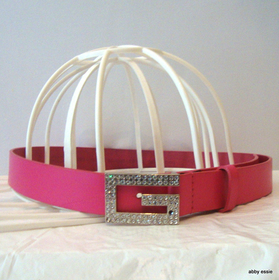 GUESS BLING RHINESTONE HOT PINK LEATHER BELT Abby Essie