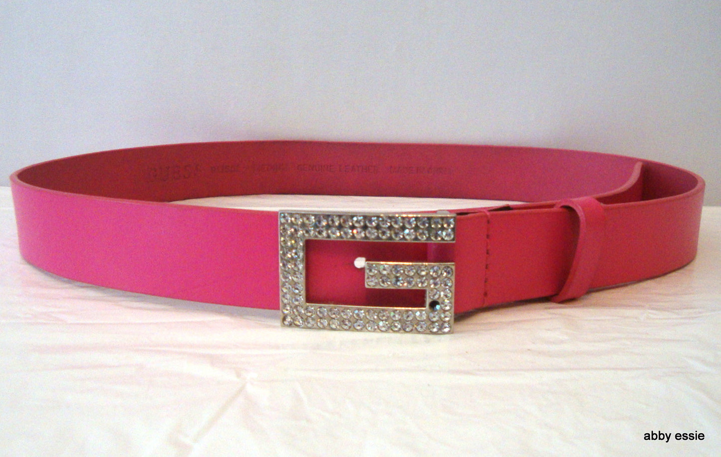 GUESS BLING RHINESTONE HOT PINK LEATHER BELT Abby Essie