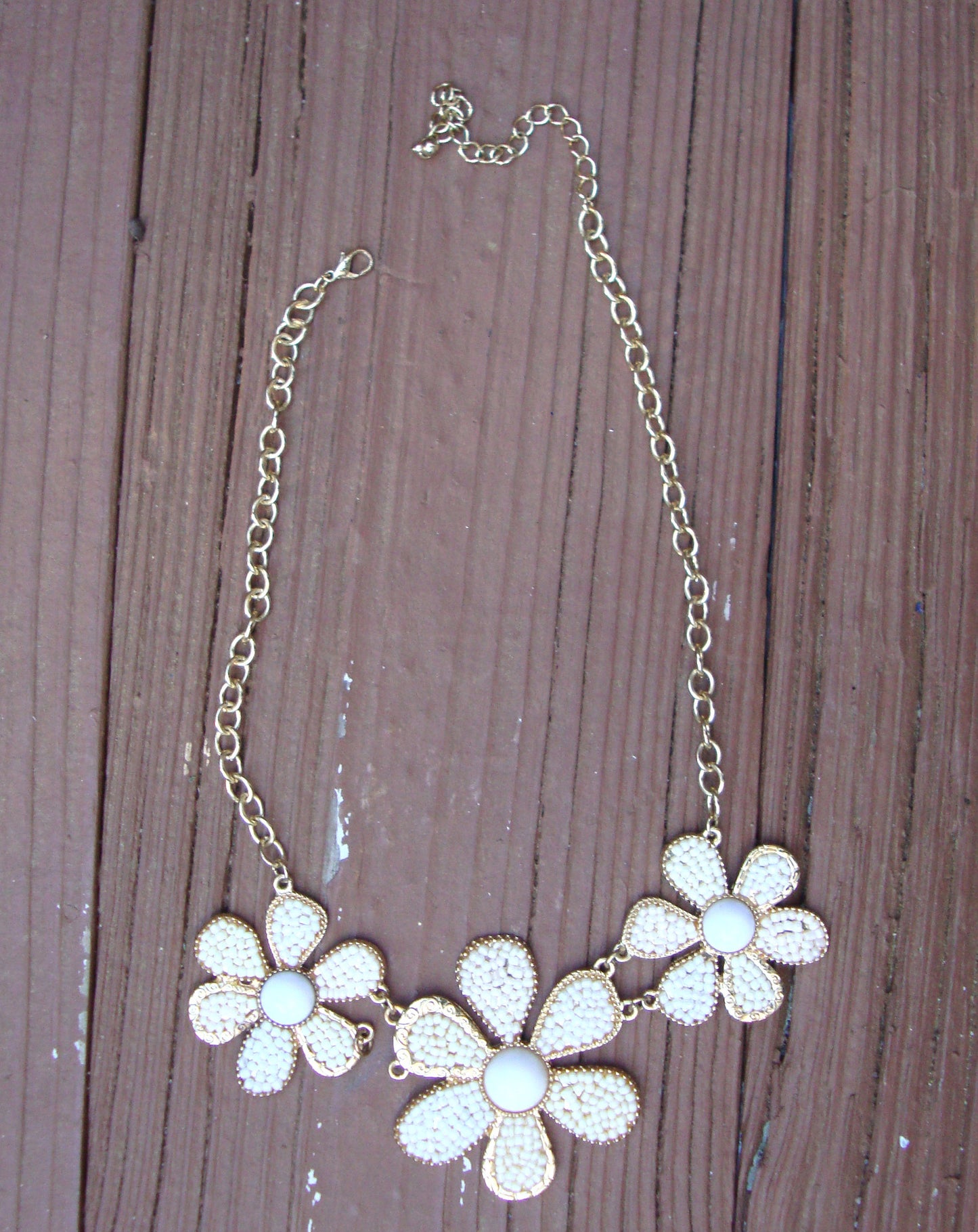 SOLD - Art Deco Gold Pearl Daisy Flower Choker Necklace