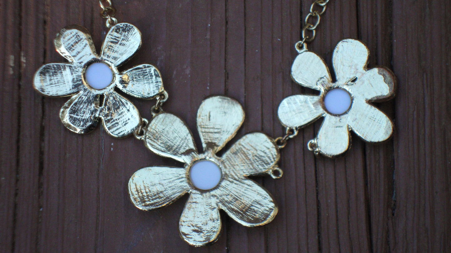 SOLD - Art Deco Gold Pearl Daisy Flower Choker Necklace