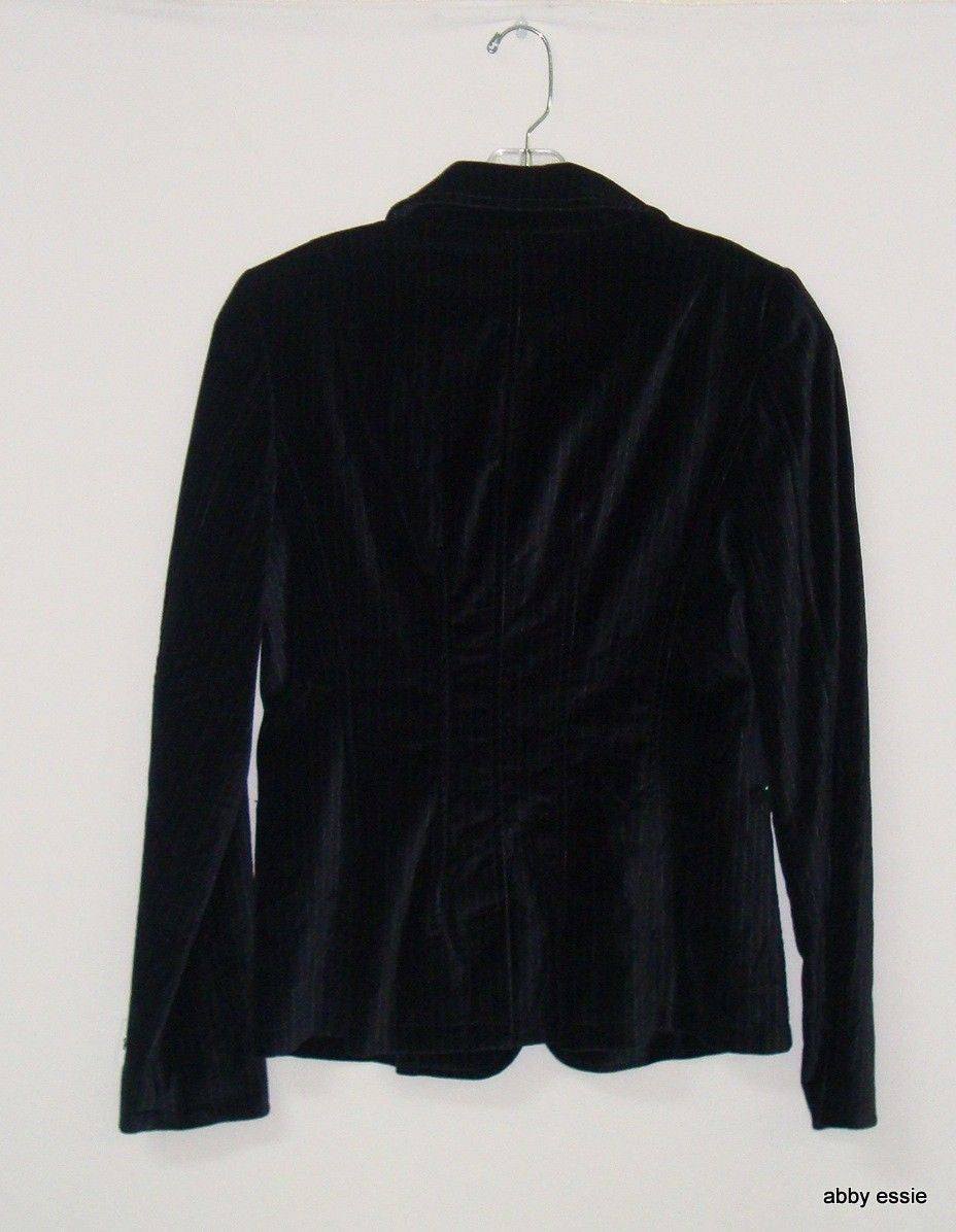 Black Velvet Banana Republic White Pin-Striped Rocker Goth Blazer 2 Xs Abby Essie