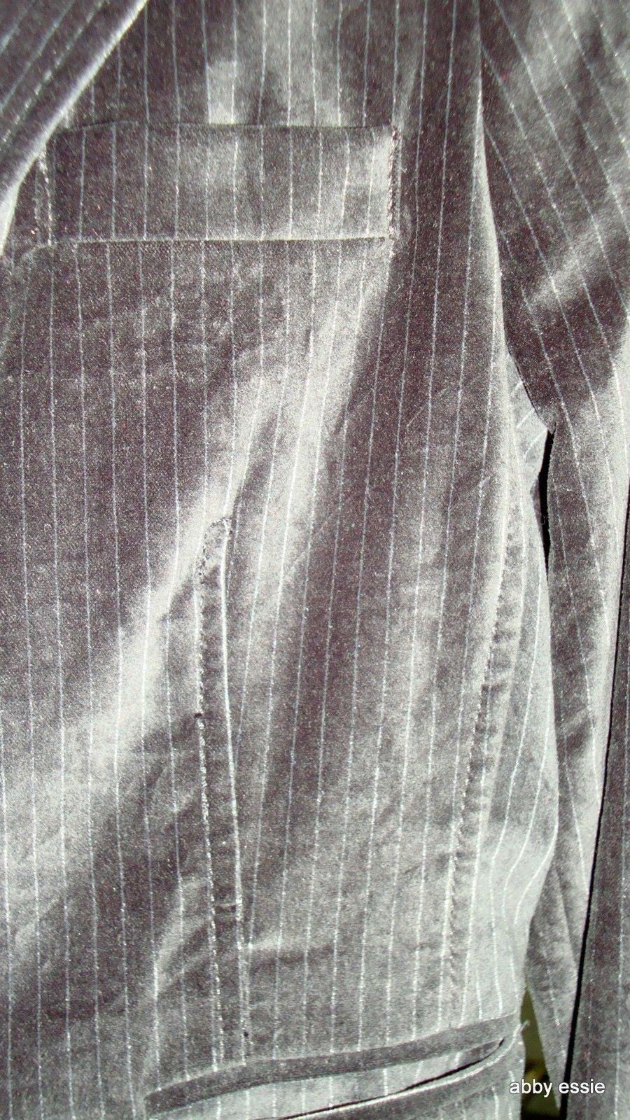 Black Velvet Banana Republic White Pin-Striped Rocker Goth Blazer 2 Xs Abby Essie