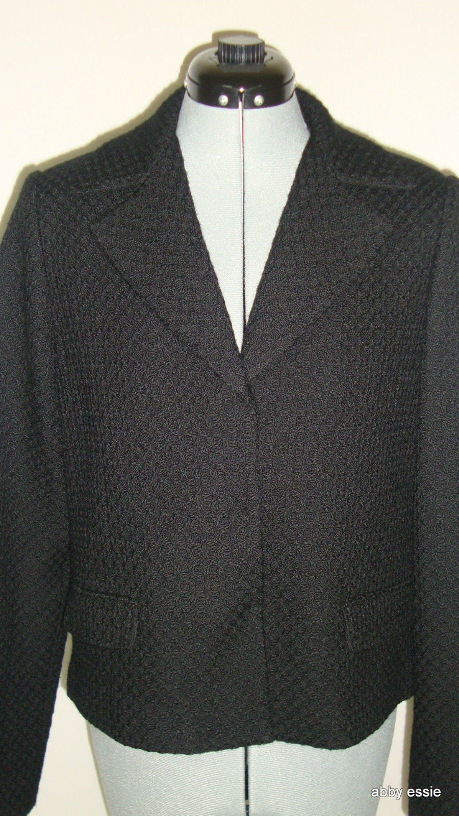 TAHARI BLACK WOOL BUCLE TEXTURED CAREER CLASSIC BLAZER SZ 8 MEDIUM Abby Essie