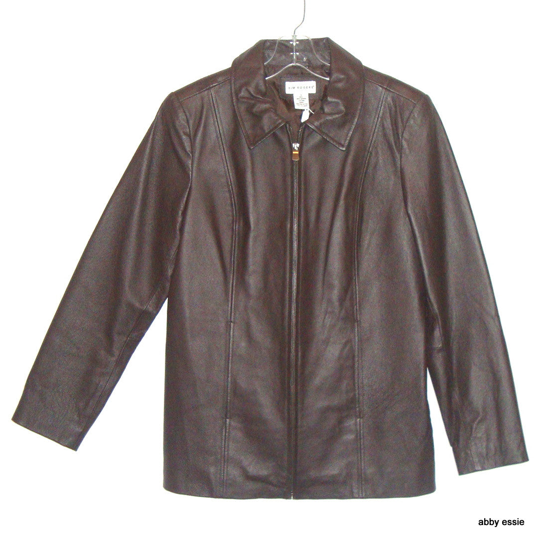 NWOT DARK BROWN LEATHER COAT 100% GENUINE LEATHER SZ SMALL NO BRAND LABEL
