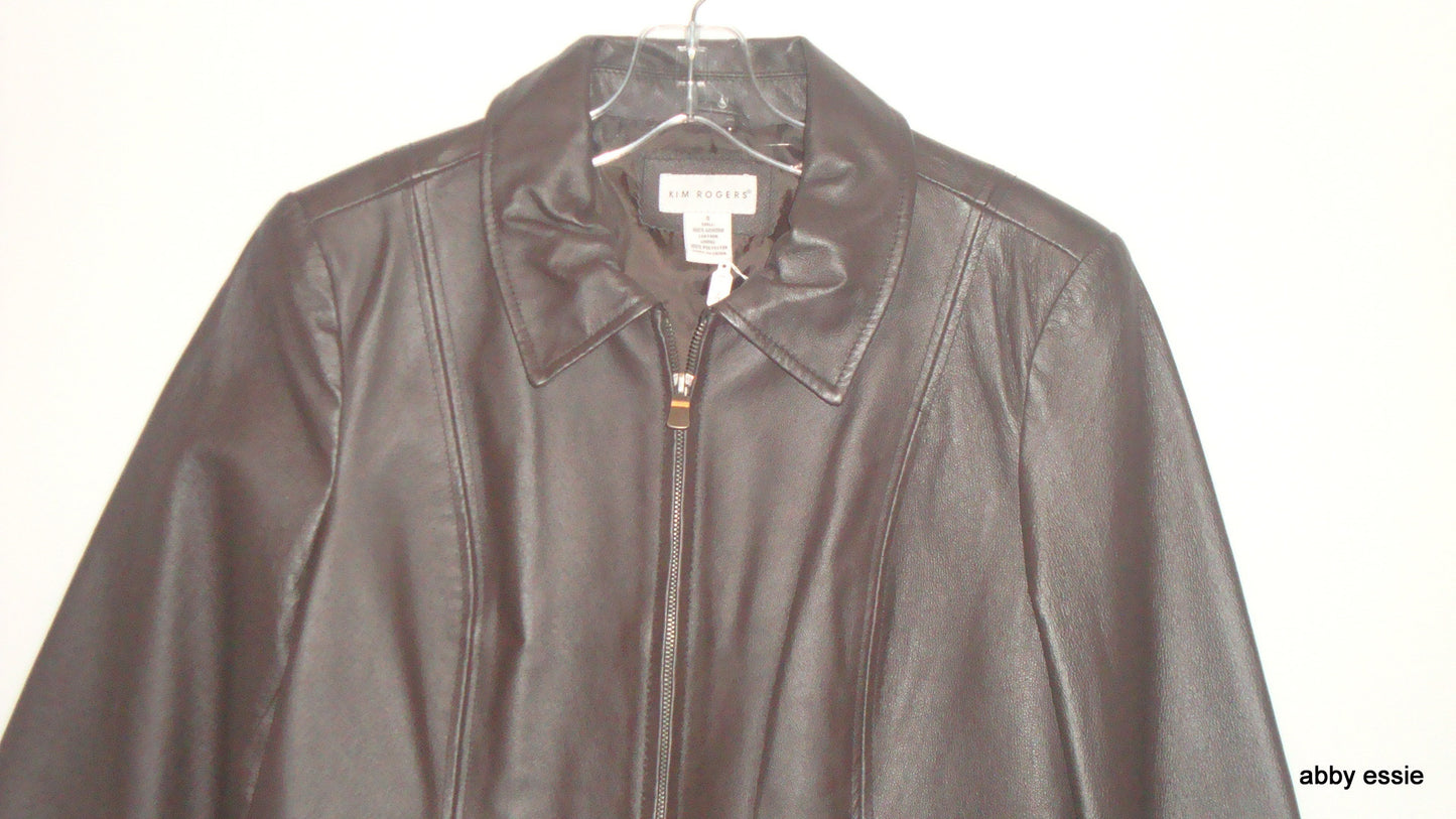 NWOT DARK BROWN LEATHER COAT 100% GENUINE LEATHER SZ SMALL NO BRAND LABEL