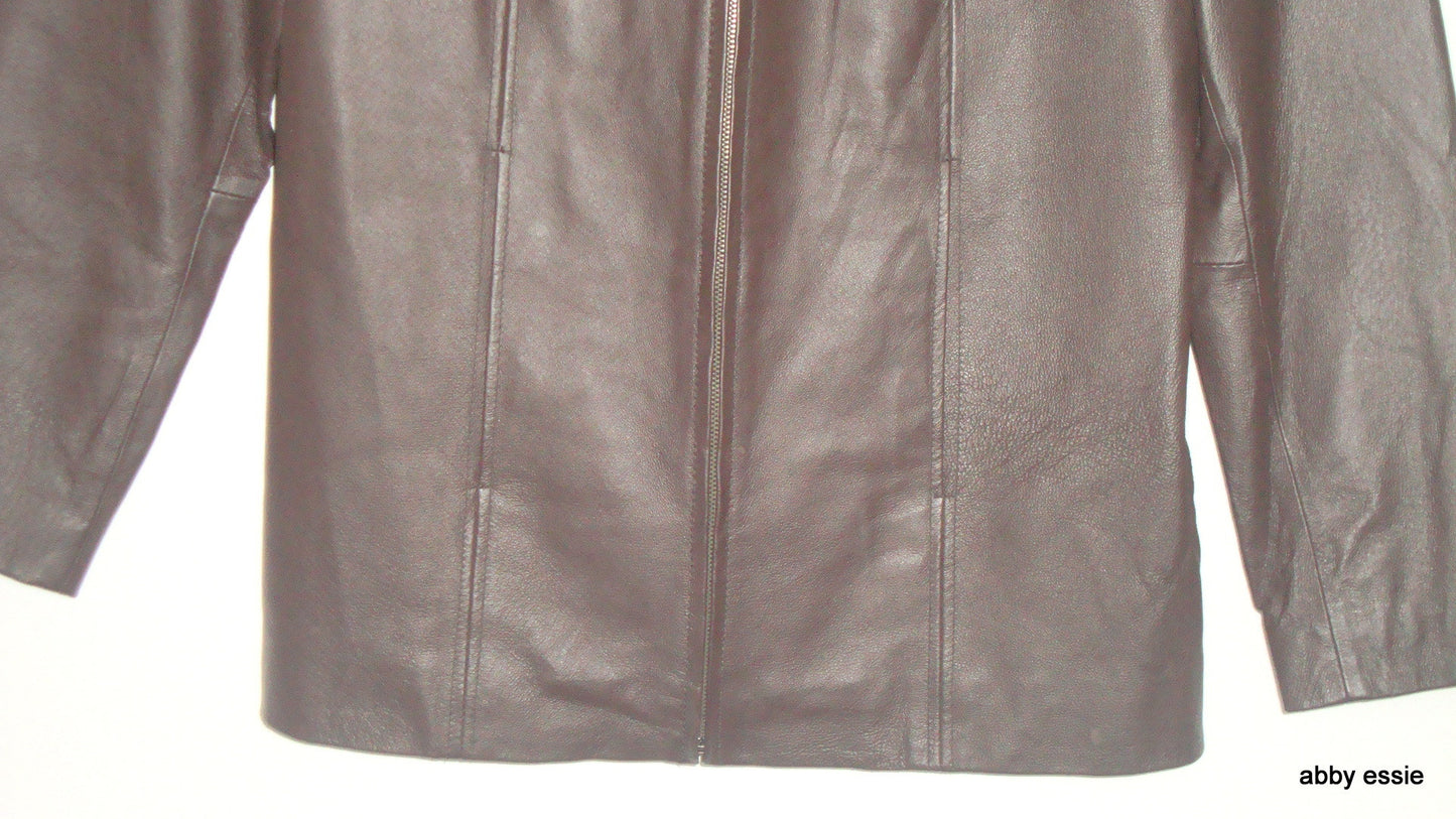 NWOT DARK BROWN LEATHER COAT 100% GENUINE LEATHER SZ SMALL NO BRAND LABEL