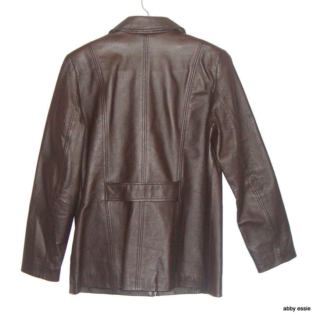 NWOT DARK BROWN LEATHER COAT 100% GENUINE LEATHER SZ SMALL NO BRAND LABEL