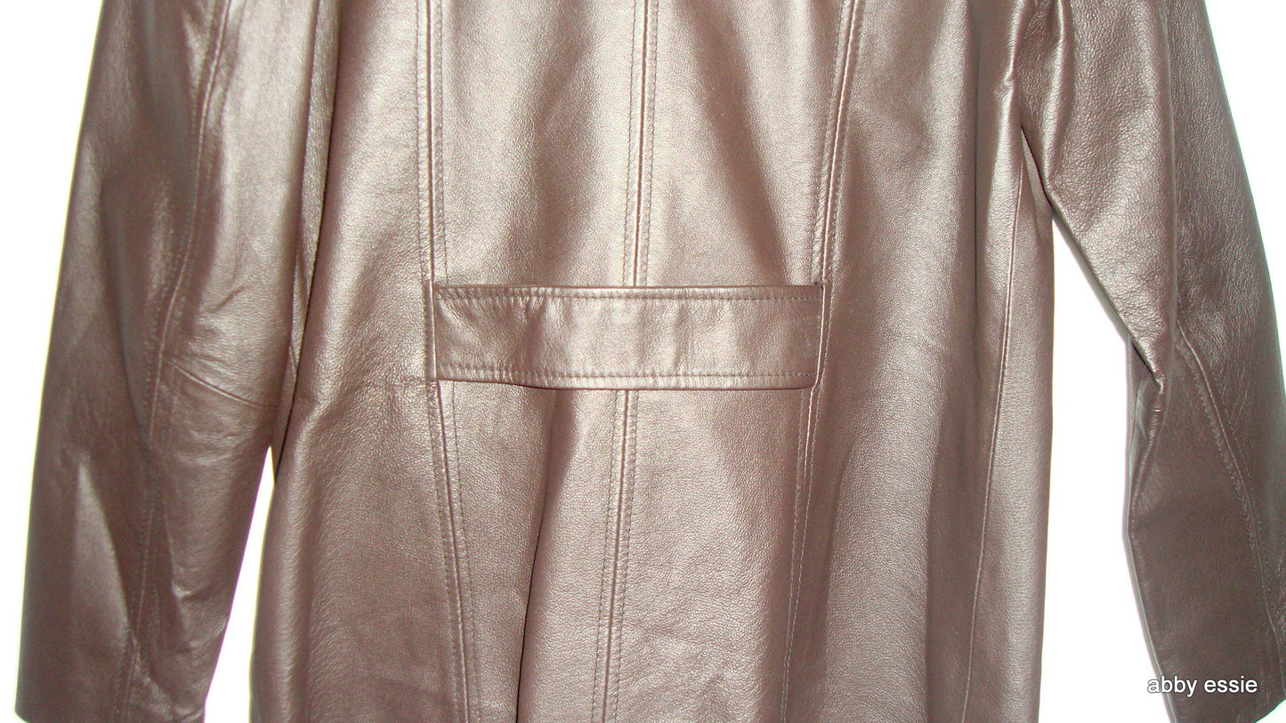 NWOT DARK BROWN LEATHER COAT 100% GENUINE LEATHER SZ SMALL NO BRAND LABEL