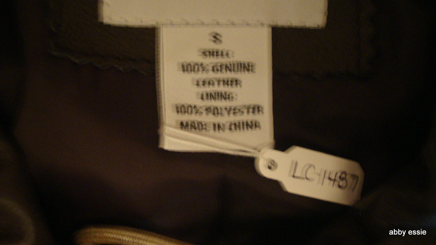 NWOT DARK BROWN LEATHER COAT 100% GENUINE LEATHER SZ SMALL NO BRAND LABEL