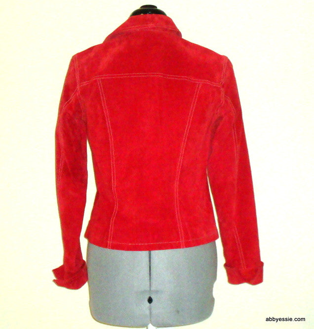 Coldwater Creek Red Suede 100% Leather Jacket  Xs Like 2 Abby Essie