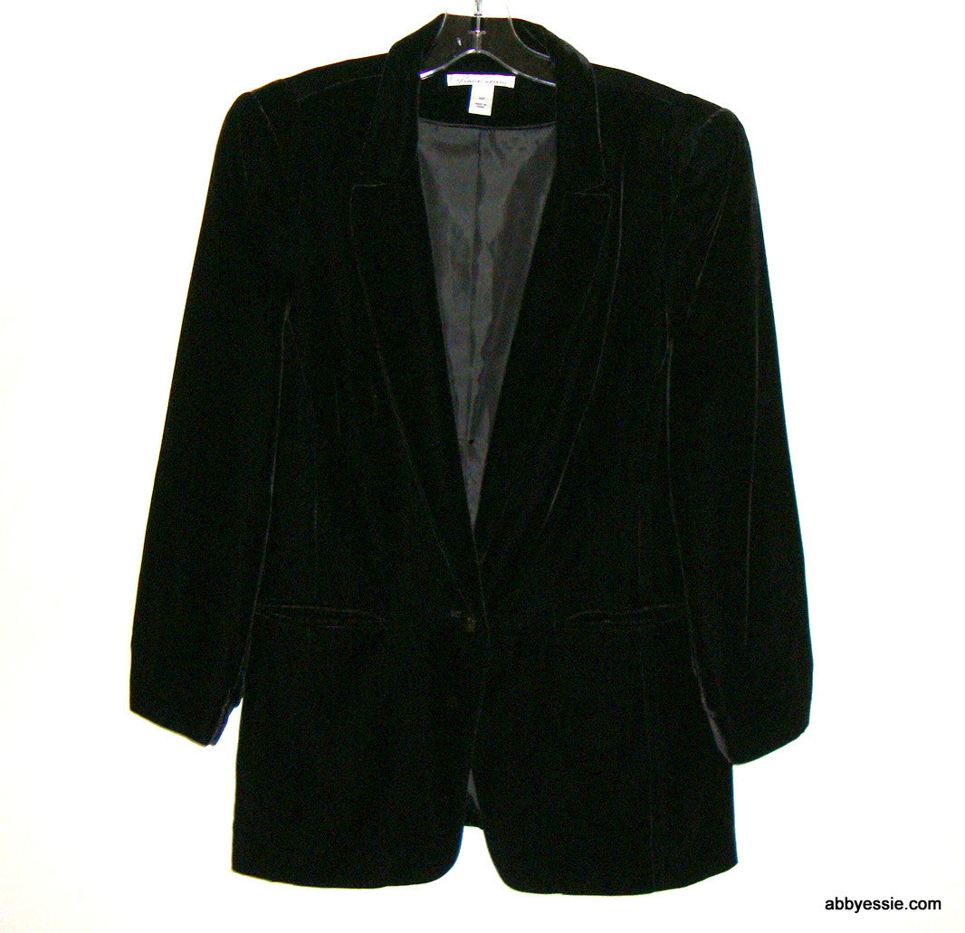 KENNETH COLE Black Velvet Career Goth Victorian Blazer Large Abby Essie