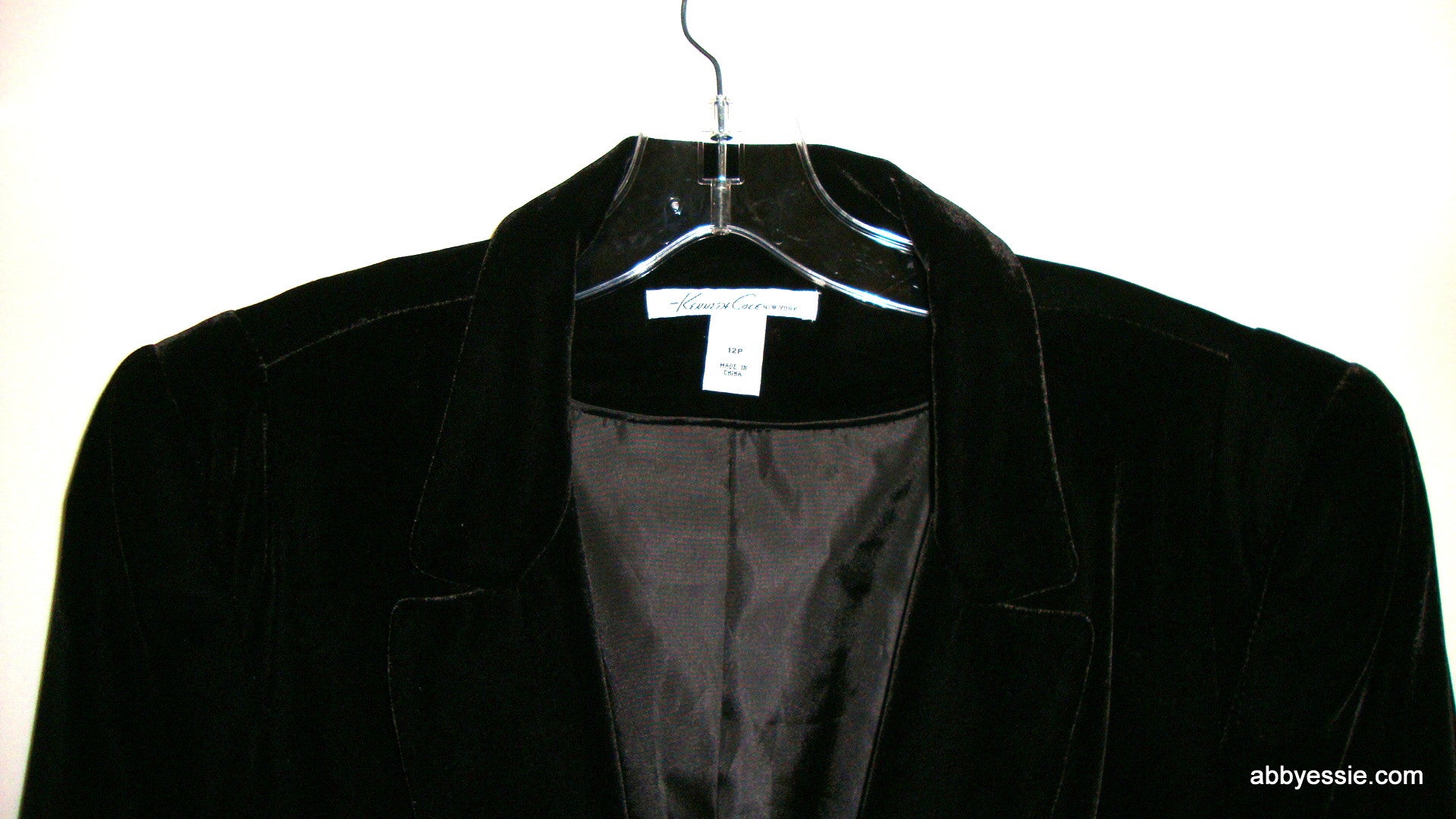 KENNETH COLE Black Velvet Career Goth Victorian Blazer Large Abby Essie