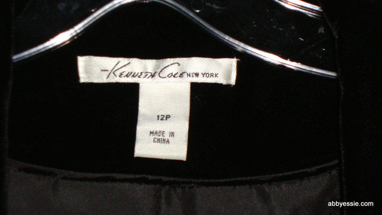 KENNETH COLE Black Velvet Career Goth Victorian Blazer Large