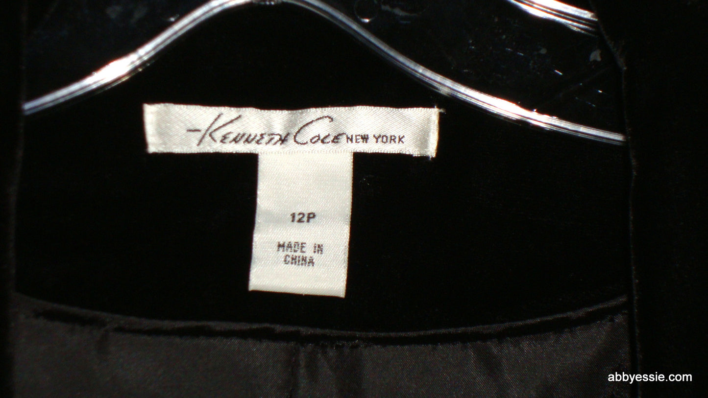 KENNETH COLE Black Velvet Career Goth Victorian Blazer Large Abby Essie