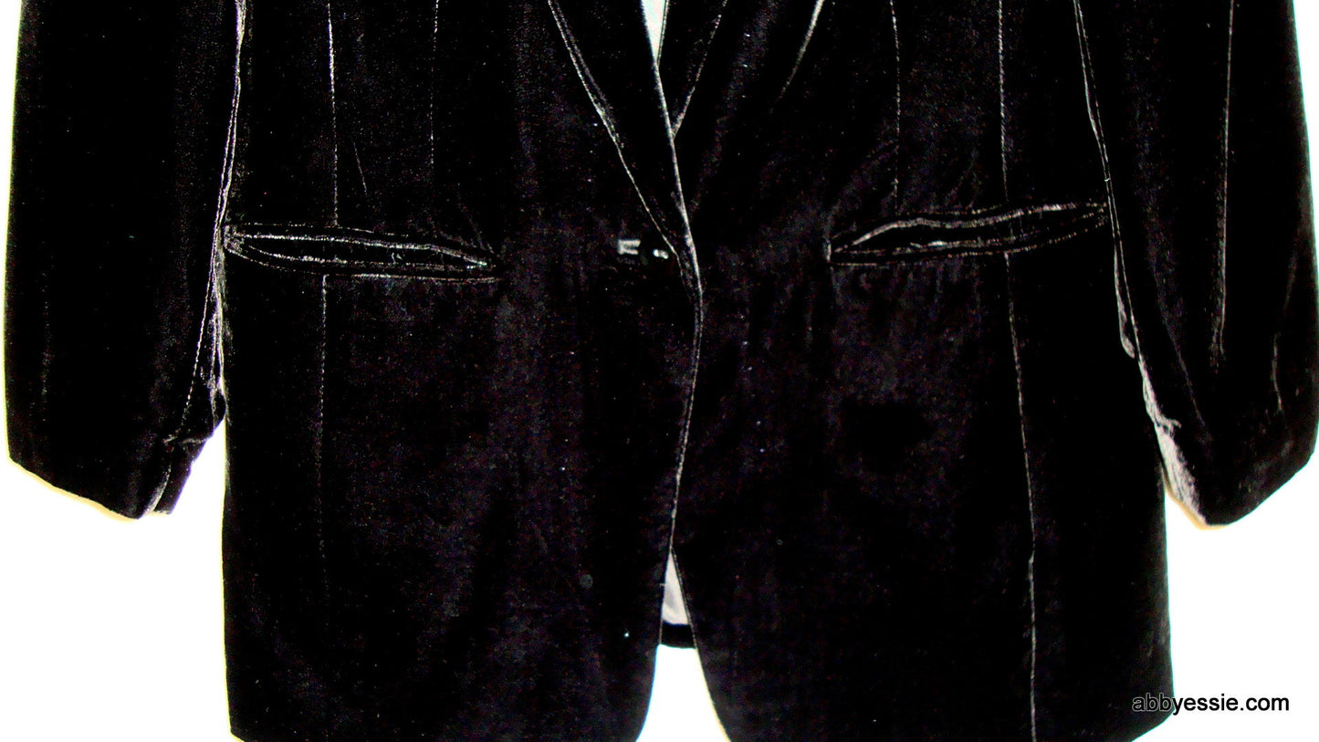 KENNETH COLE Black Velvet Career Goth Victorian Blazer Large Abby Essie