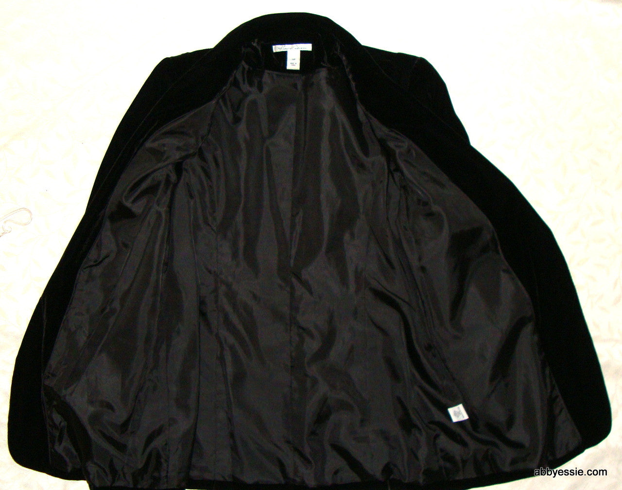 KENNETH COLE Black Velvet Career Goth Victorian Blazer Large Abby Essie
