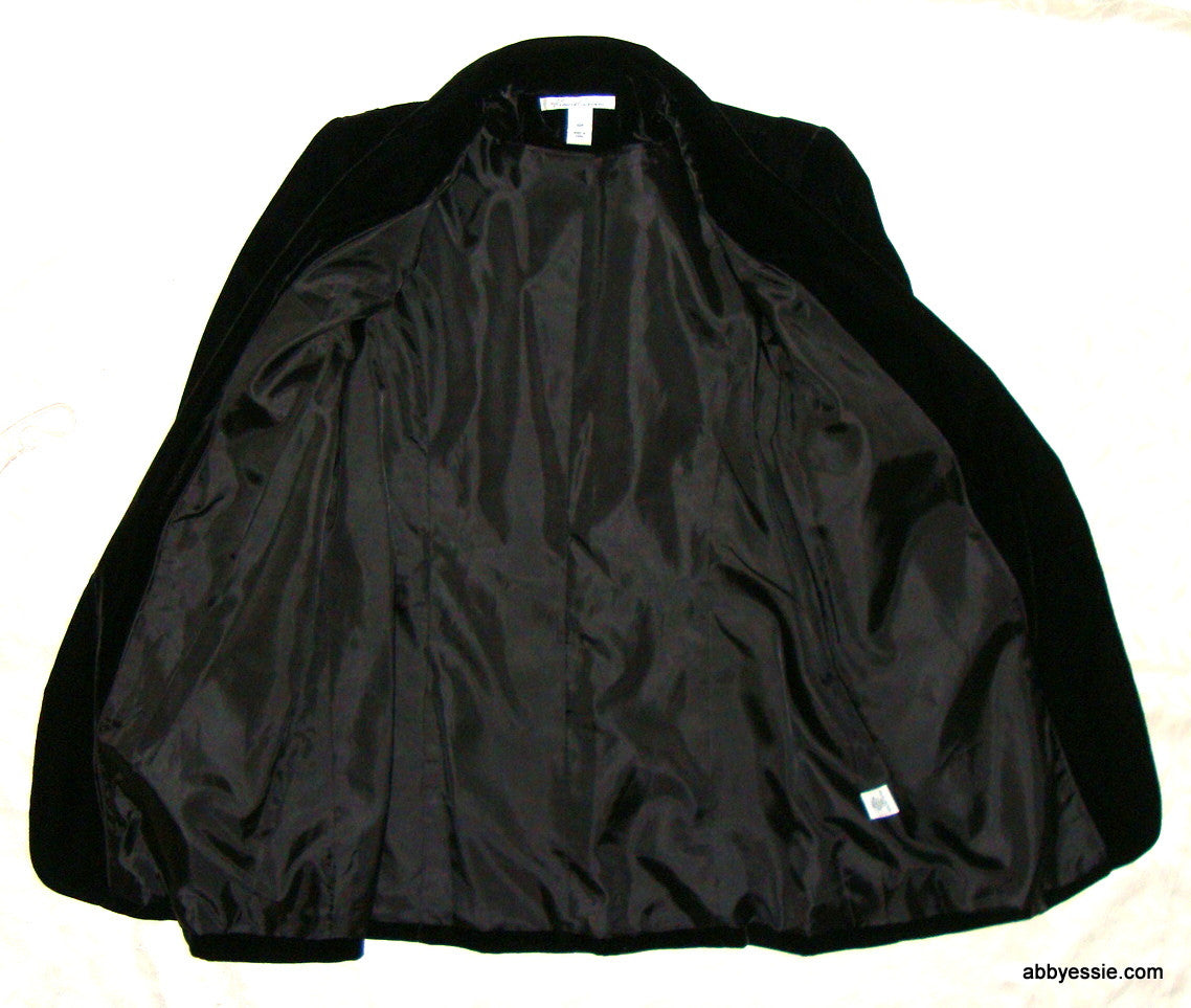 KENNETH COLE Black Velvet Career Goth Victorian Blazer Large Abby Essie