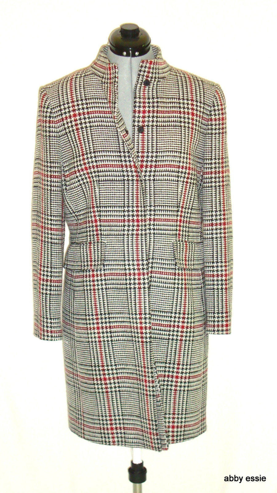 Tahari Arthur S Levine Petite Gray Plaid Wool Coat Lined 10p Lc-2020 Abby Essie