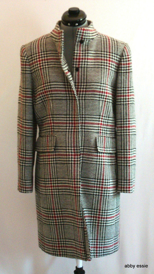 Tahari Arthur S Levine Petite Gray Plaid Wool Coat Lined 10p Lc-2020