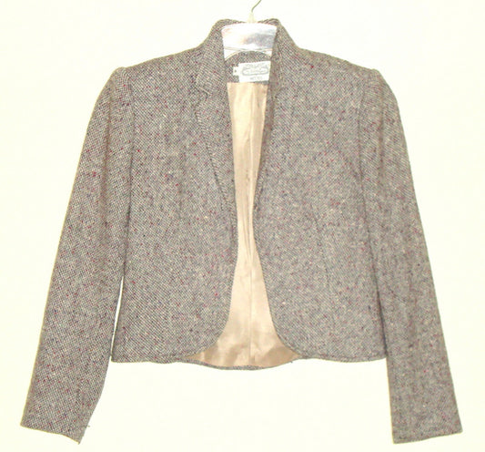Vtg The Villager Petites Classic Brown Wool Tweed Riding Blazer