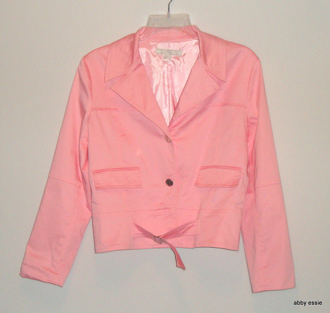PINK COTTON SATEEN BELTED BLAZER CRUISE VACATION CAPE COD 4