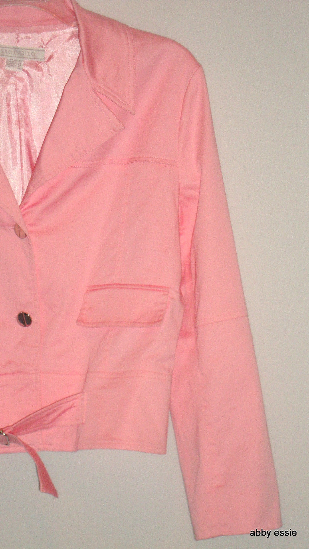 PINK COTTON SATEEN BELTED BLAZER CRUISE VACATION CAPE COD 4