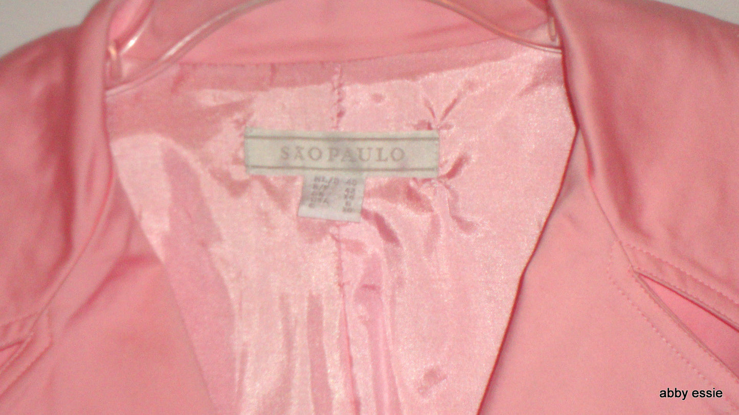 PINK COTTON SATEEN BELTED BLAZER CRUISE VACATION CAPE COD 4