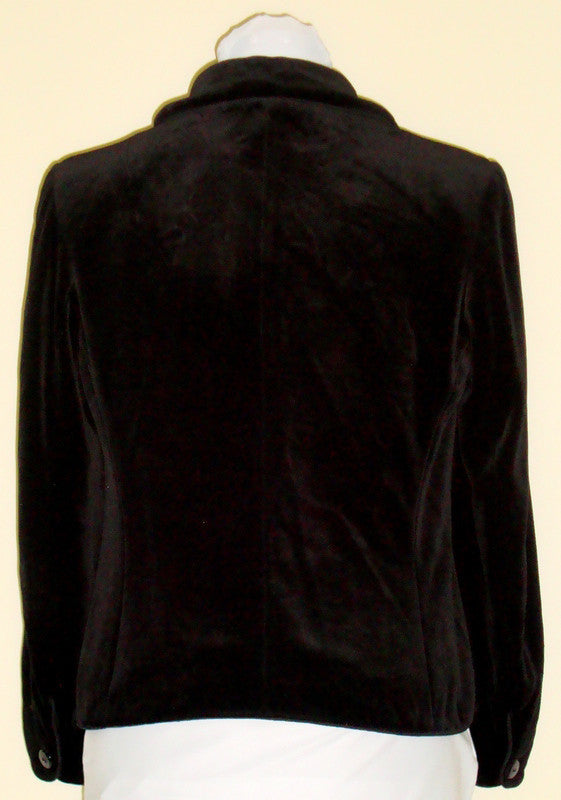 Vintage PETITES BY BUTTE Black Velvet Blazer W/ Cord Trim, Buttons Abby Essie