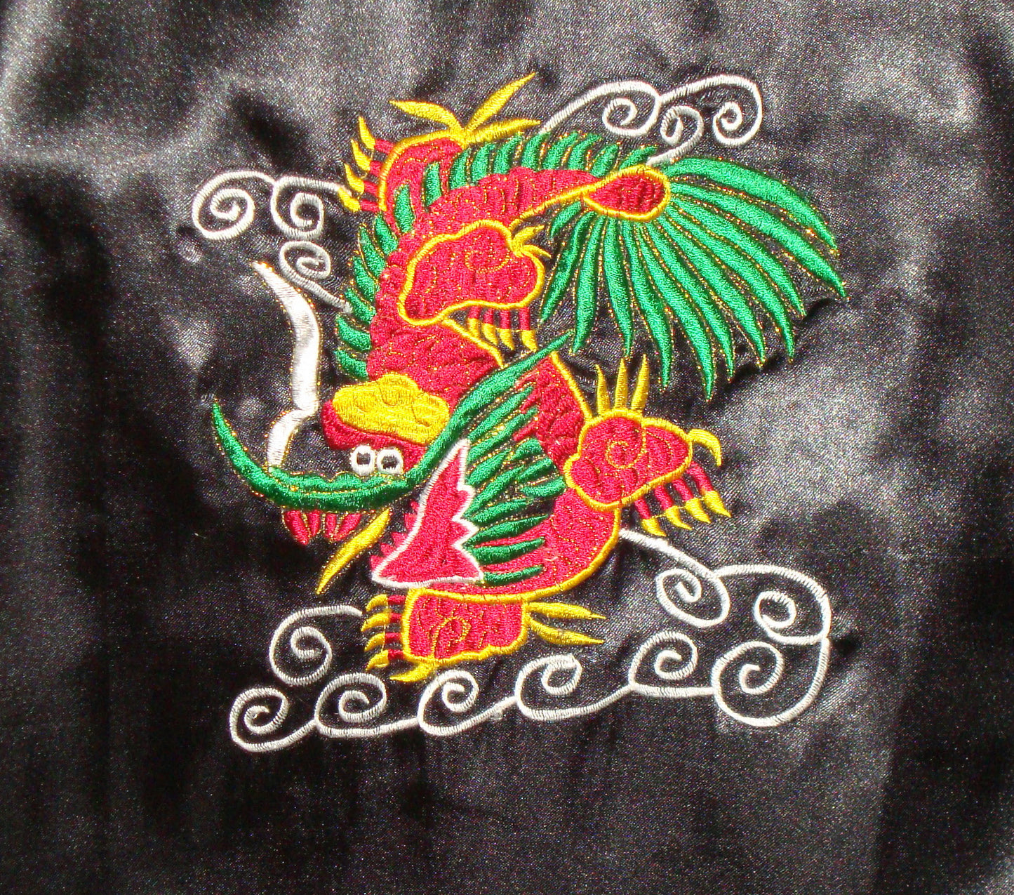 Vintage Reversible Turquoise Black Smoking Jacket Robe Embroidered Dragon Xl