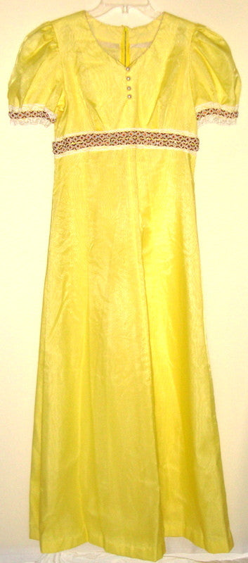 Vintage 70s Yellow Sheer Game Of Thrones Fairy Goth Gown