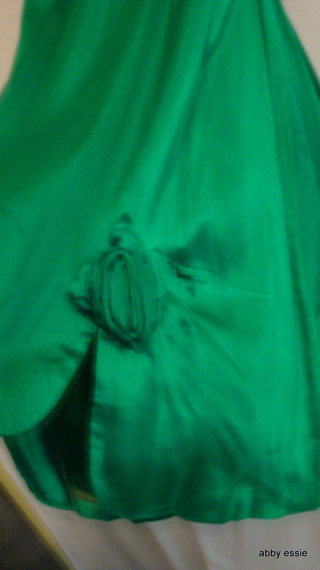 Green Silk 1950s Vintage Party Dress Rosettes Abby Essie
