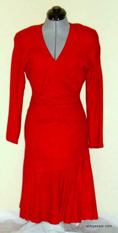 Vintage VAKKO Red Soft Suede Leather Cocktail Dress Abby Essie
