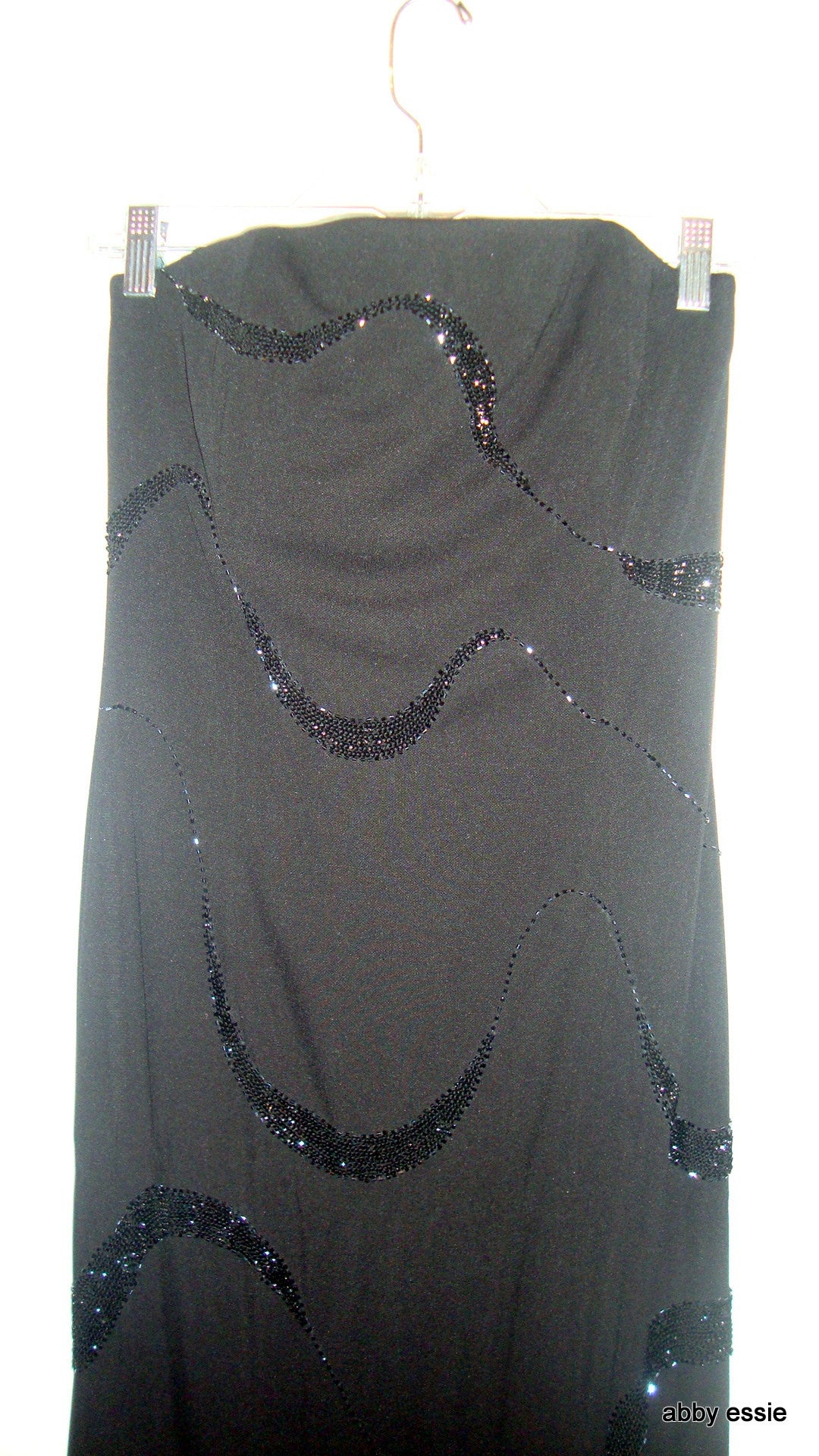 Rimini By Shaw Black Sequined Strapless Stretch Cocktail Formal Wedding