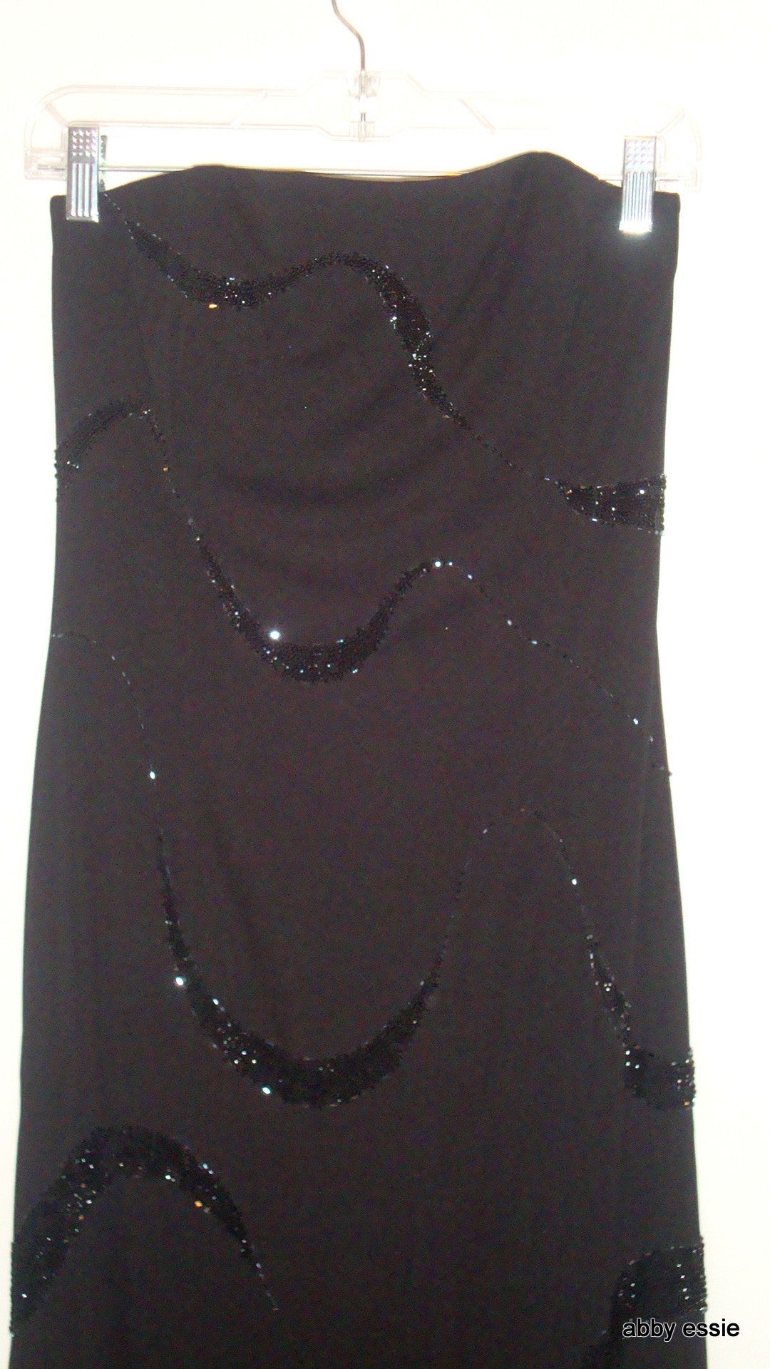 Rimini By Shaw Black Sequined Strapless Stretch Cocktail Formal Wedding Abby Essie